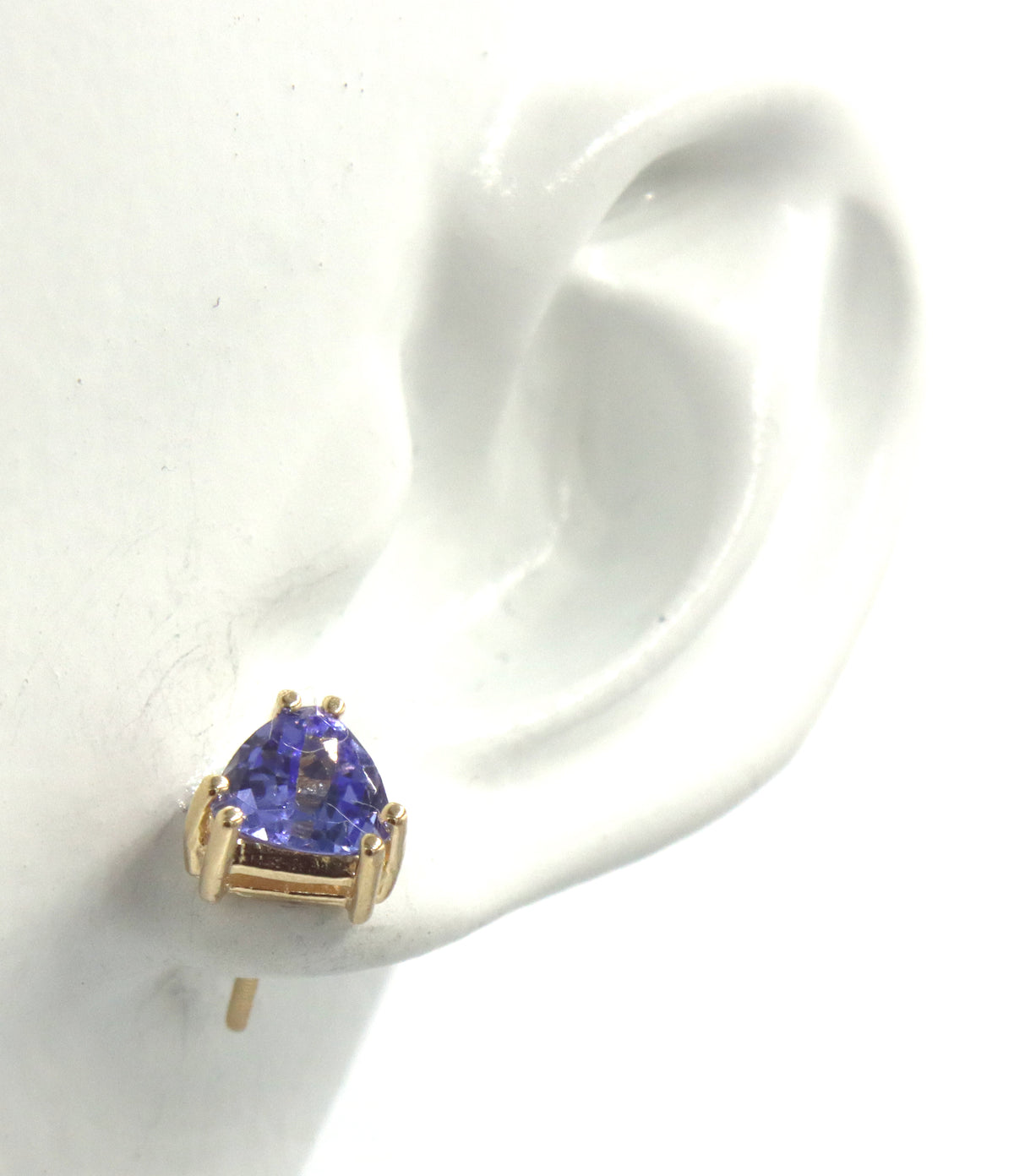 14kt Yellow gold Trillion Tanzanite stud earrings