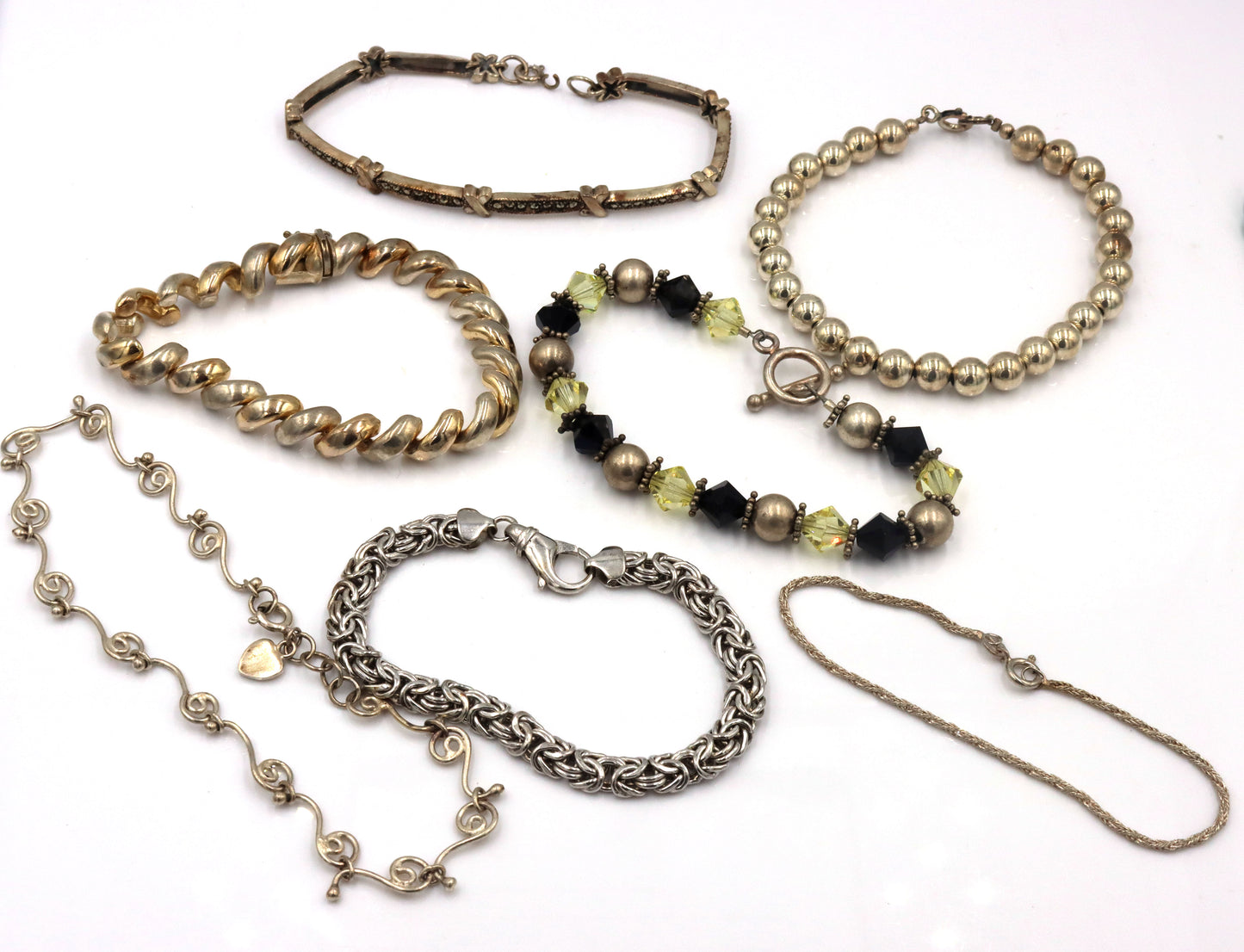 Group lot of 7 Vintage 925 sterling silver bracelets