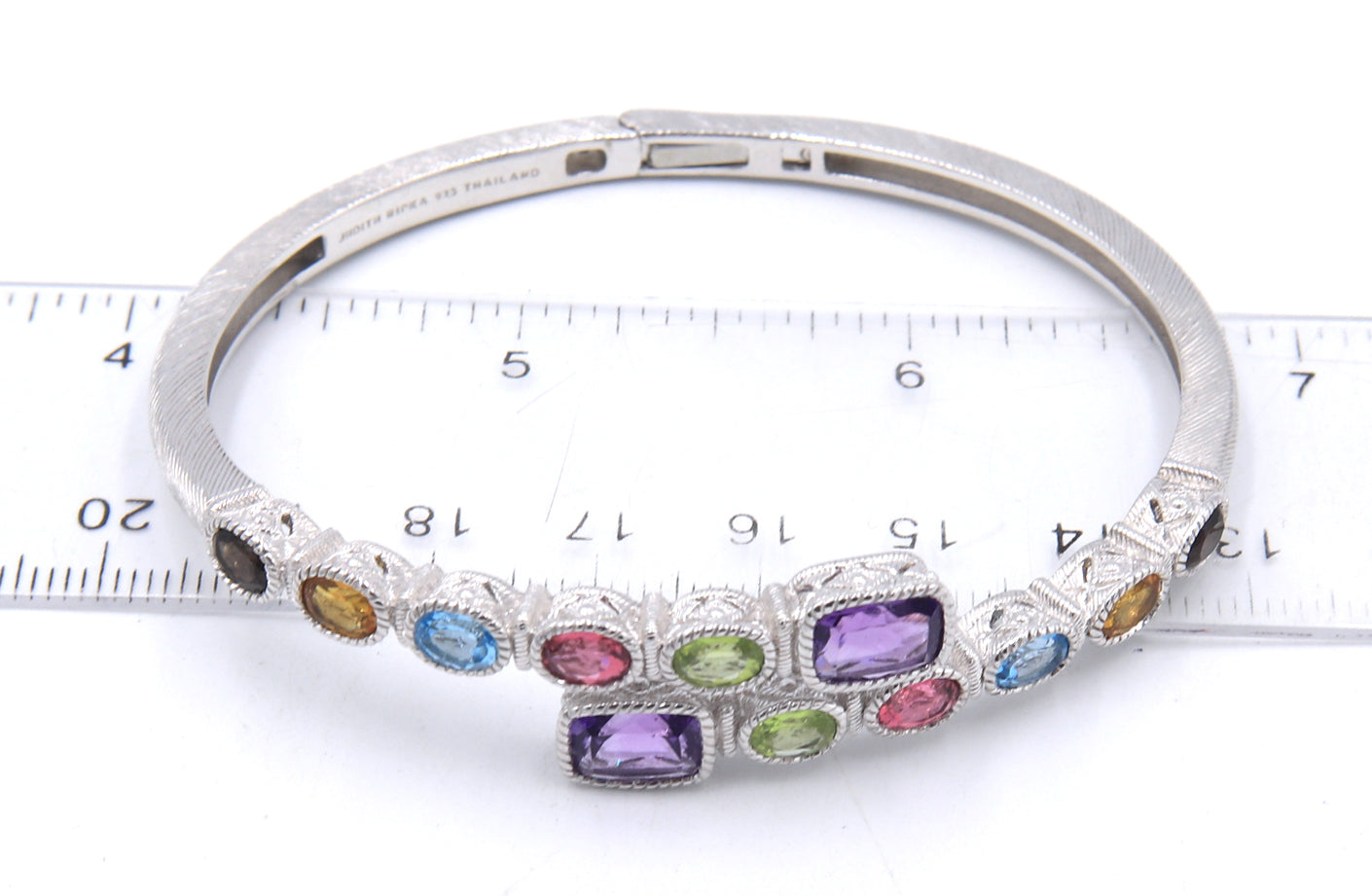 Judith Ripka multi color stone bypass bangle