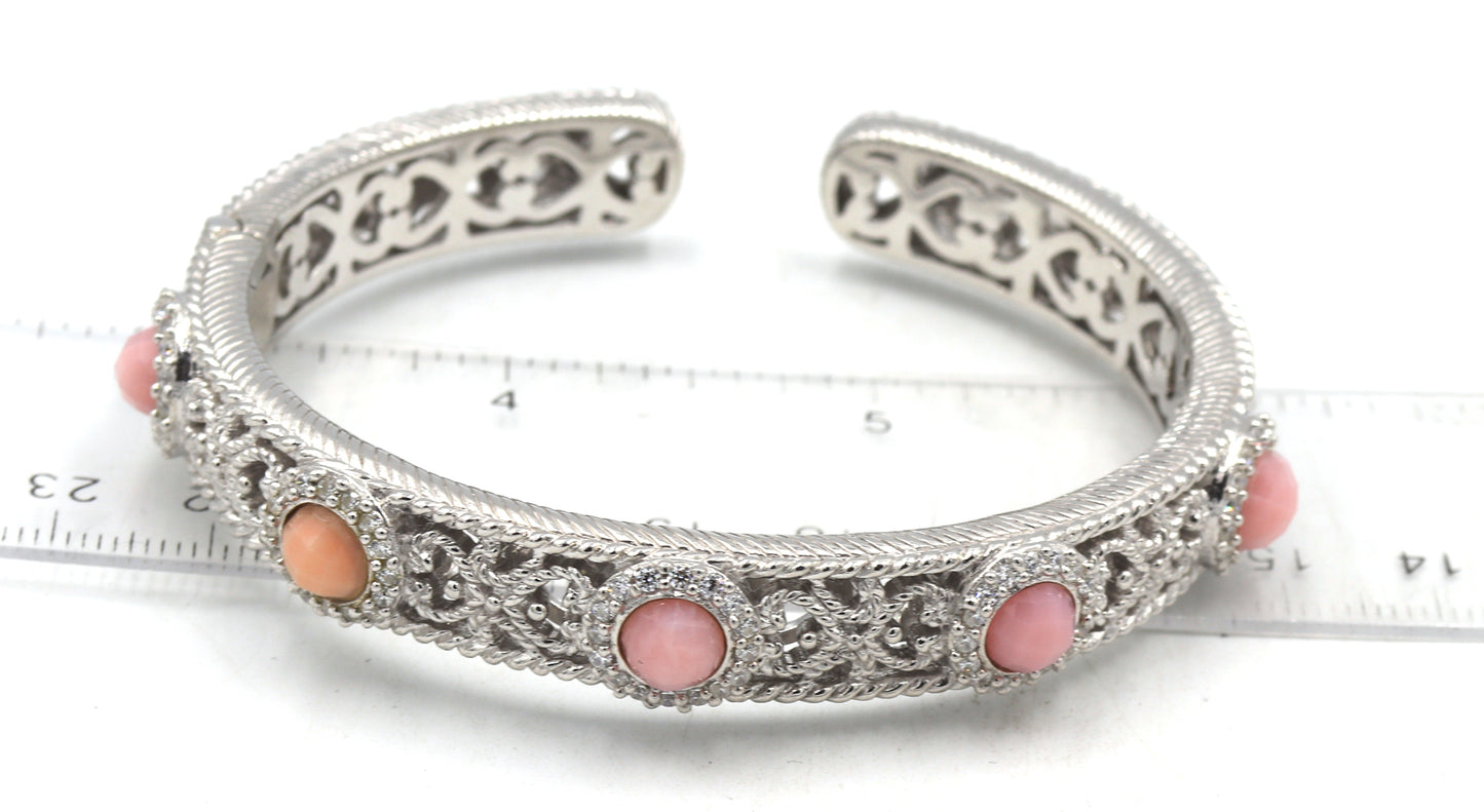 Judith Ripka pink stone cuff bangle bracelet