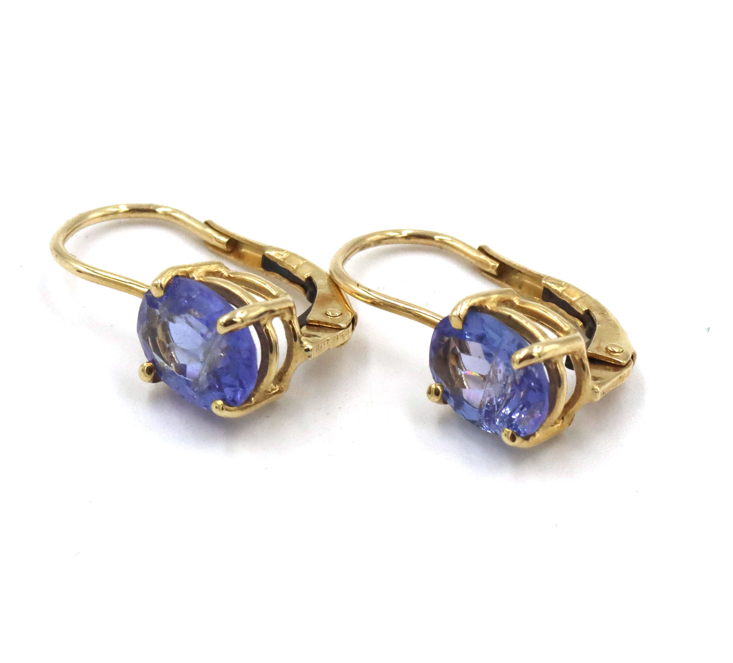 14kt Yellow gold oval Tanzanite earrings