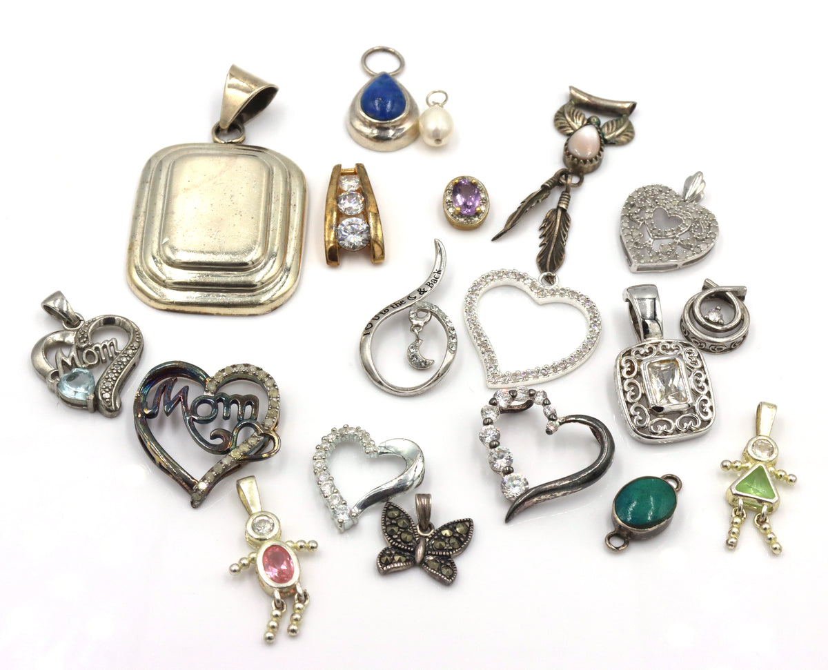 Group lot of Vintage 925 sterling silver pendants