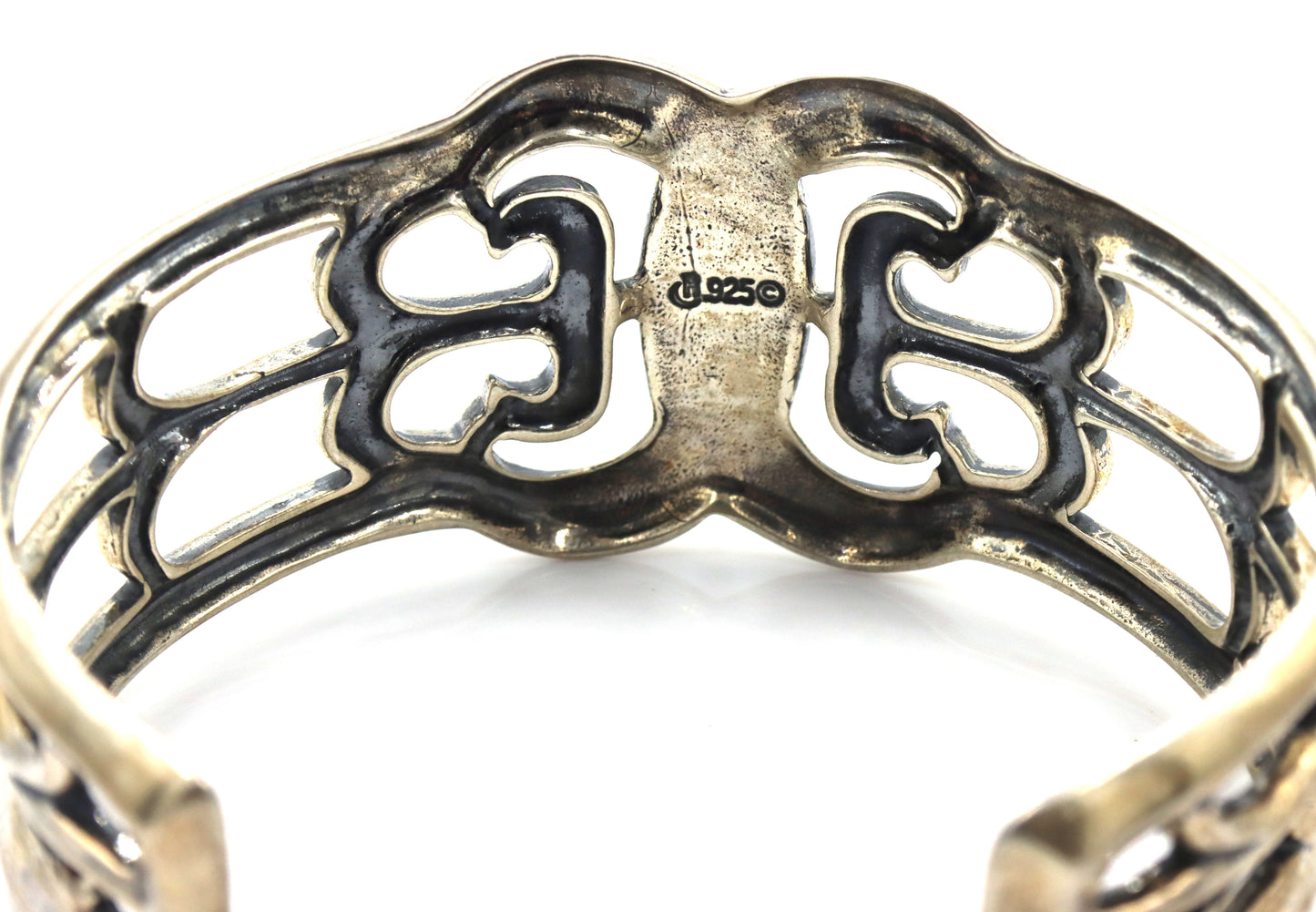 925 Sterling silver signed turquoise cuff bangle