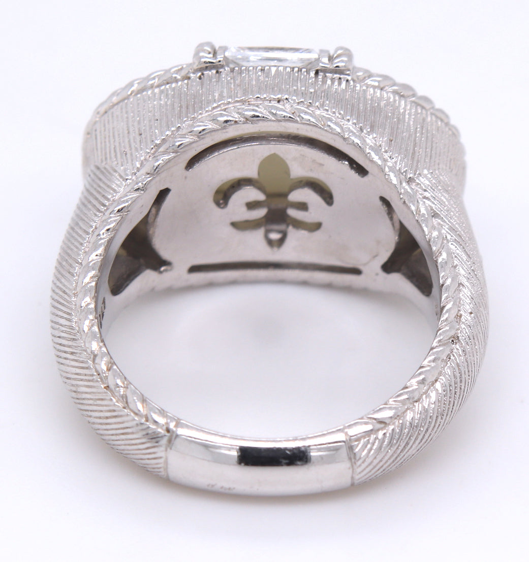 Judith Ripka 925 sterling silver white agate ring