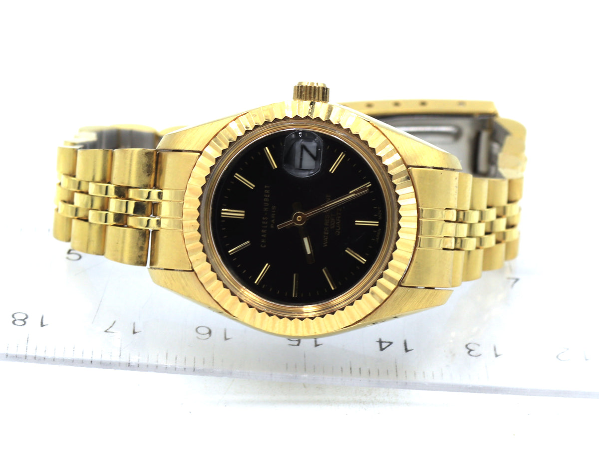 Charles Hubert Paris gold plated quartz watch