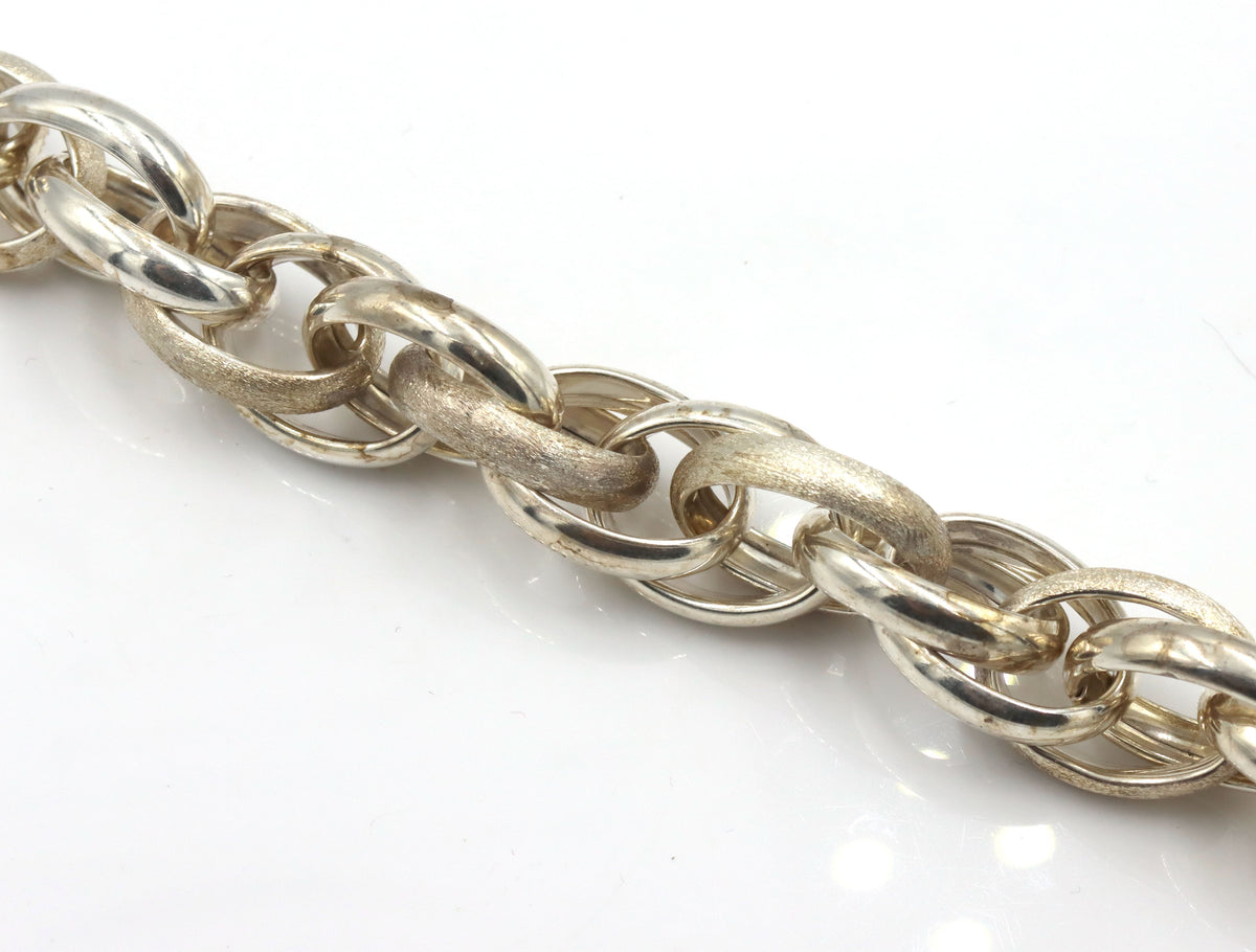 925 Sterling silver high polished and satin link bracelet