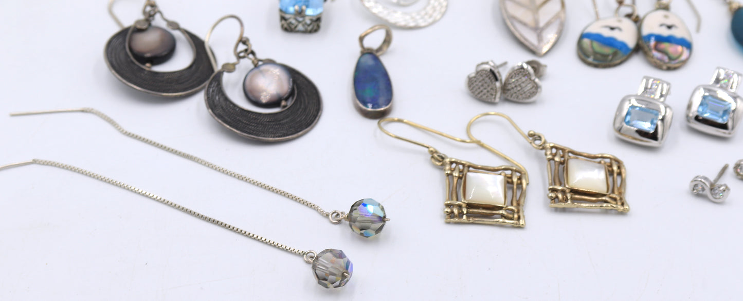 Group lot of vintage 925 sterling silver earrings