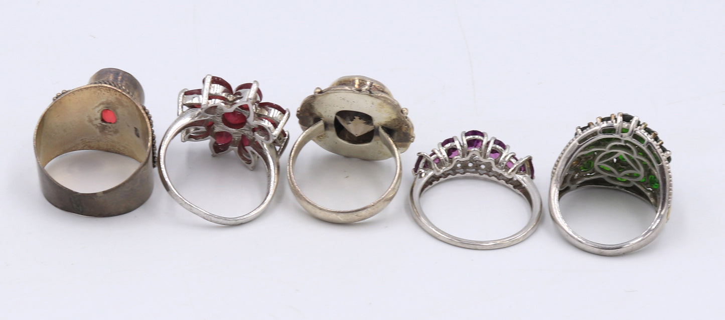 Group lot of 5 vintage 925 sterling silver rings