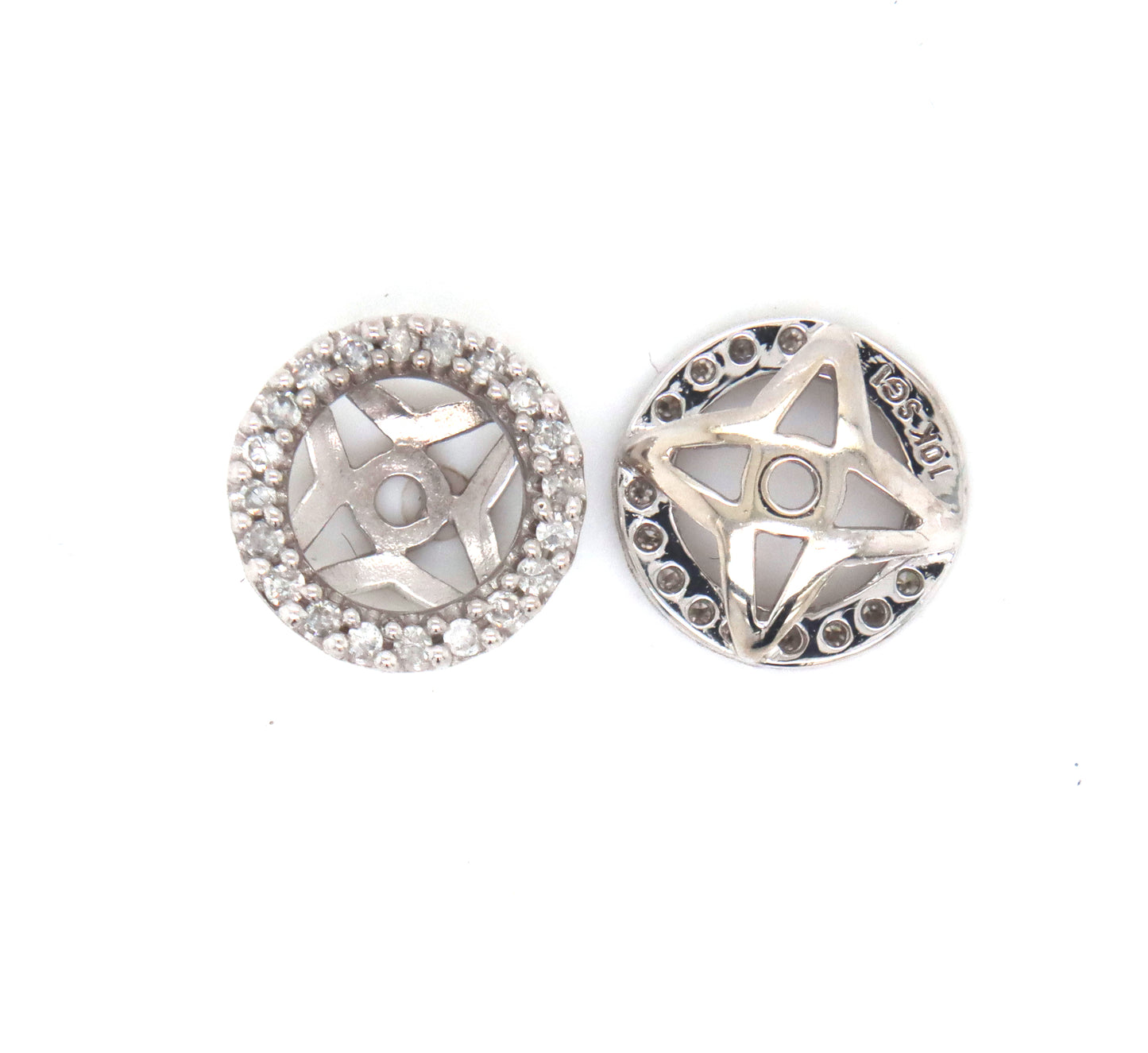 10kt White gold 0.25ctw round diamond halo earring jacket