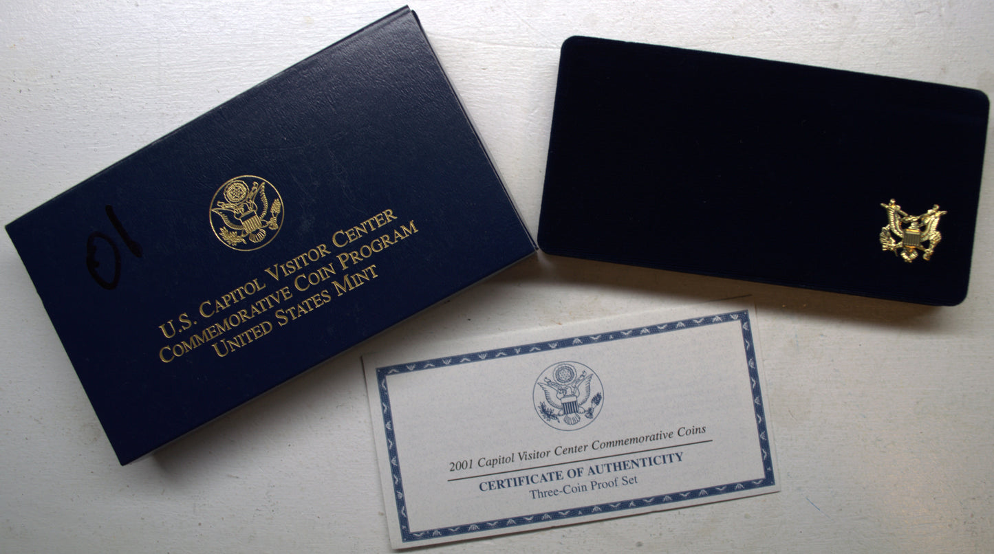 2001 U. S. Capital Visitor Center Commemorative Coin Program United States of America Mint Set of 3