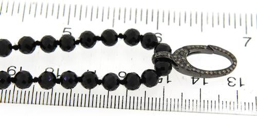 Black Spinel & Silver Diamond Clasp Necklace