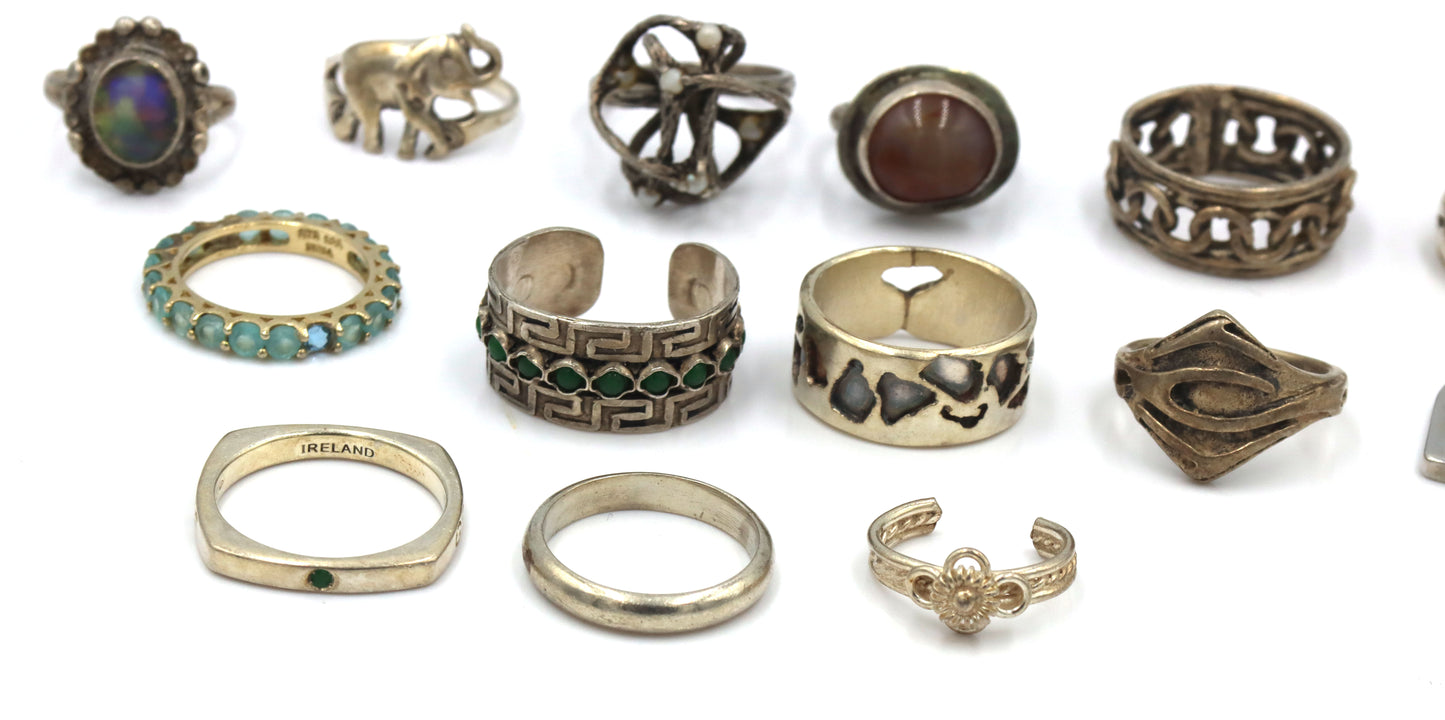 Group lot of Vintage 925 sterling silver rings