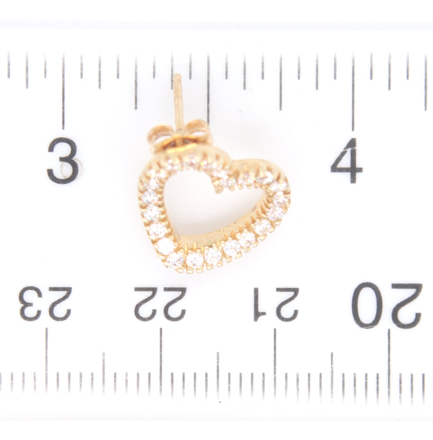 14kt Yellow gold heart shaped CZ earrings