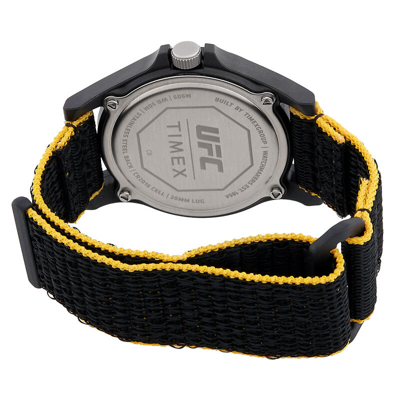 Timex UFC Apex Mens Quartz Yellow Dial Black and Yellow Fabric Strap Watch