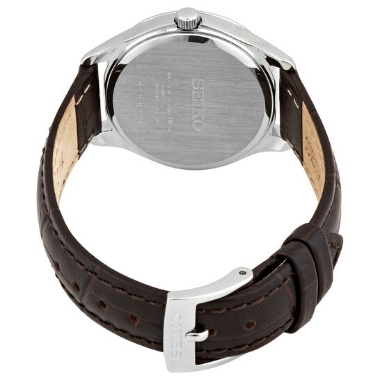 Seiko Women’s Quartz Watch Silver Dial Brown Leather Strap 30mm Classic