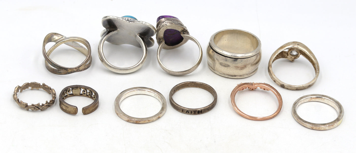 Group lot of Vintage 925 sterling silver rings