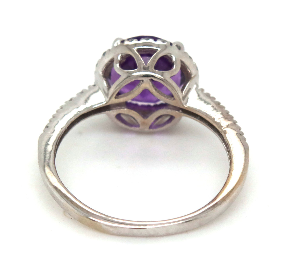 14kt White gold 1.35ctw amethyst and diamond halo ring
