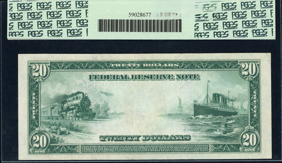 1914 $20 Federal Reserve Note Philadelphia Fr. 974 Burke / Houston PCGS Choice About New 55 – Great