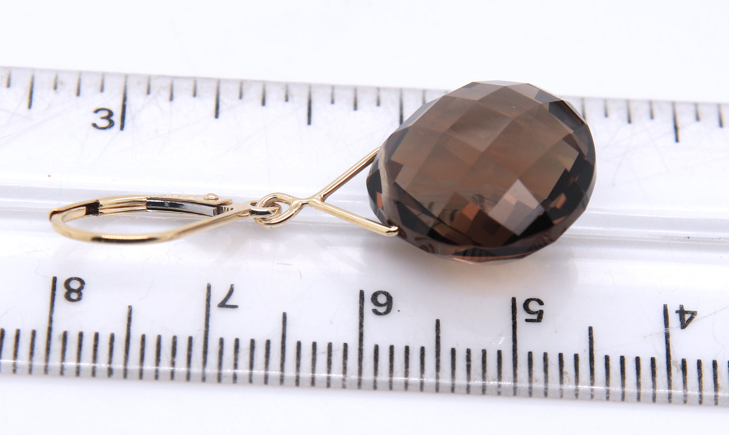 Stunning Yellow Gold Smokey Quartz Dangle Earrings