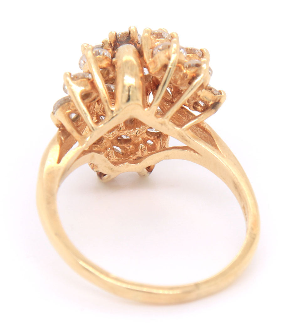 14kt yellow gold approximate 3ctw diamond cluster ring