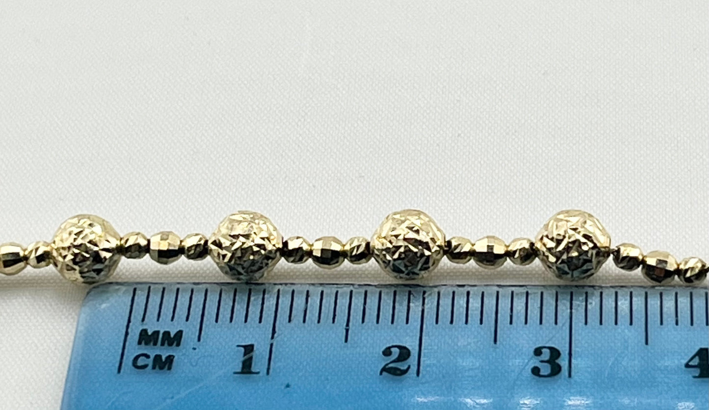 14KT Yellow Gold Faceted Shimmering Gold Beaded Necklace