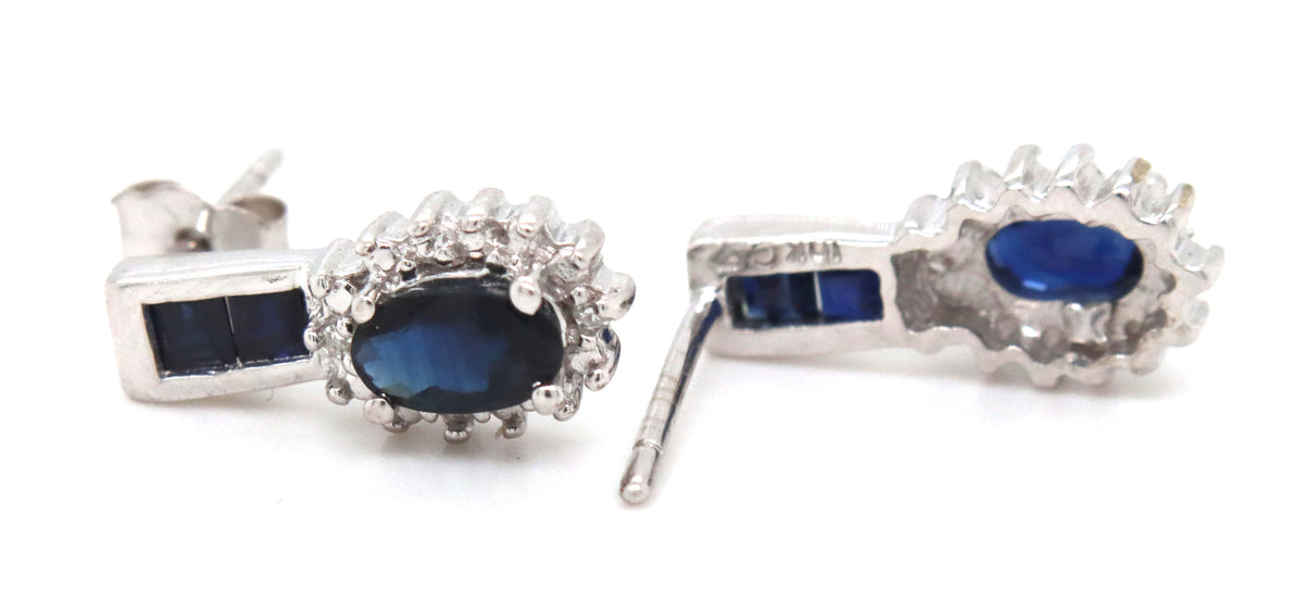 10kt White gold sapphire and diamond earrings