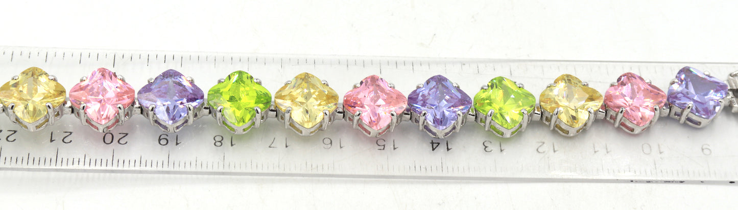 925 Sterling silver colorful cubic zirconia bracelet