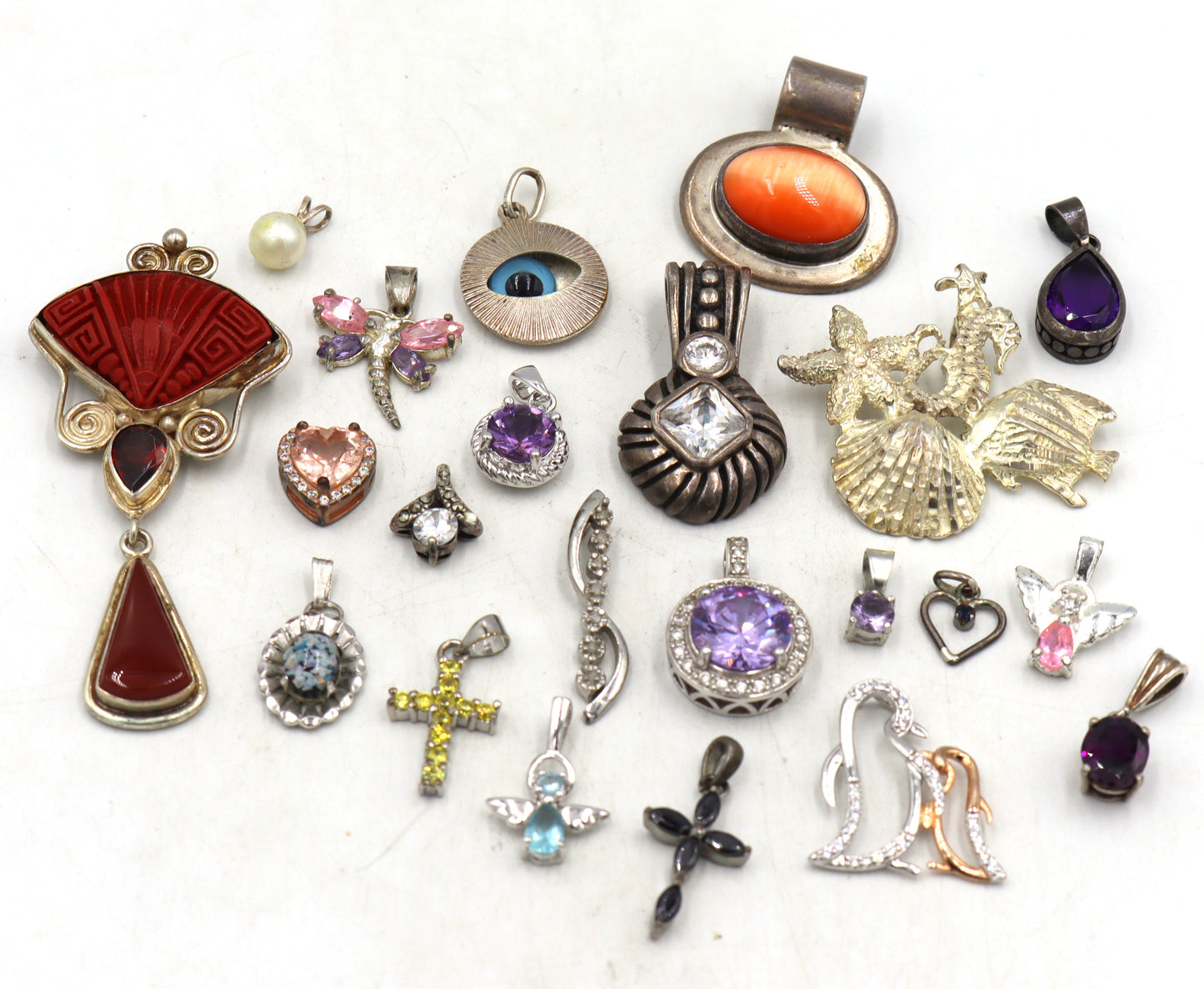 Group lot of Vintage 925 sterling silver pendants