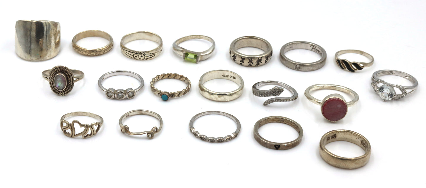 Group lot of Vintage 925 sterling silver rings