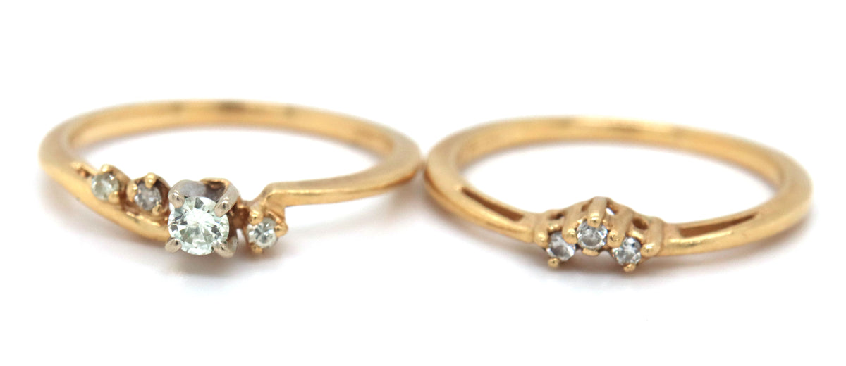 14kt Yellow gold cubic zirconia wedding set