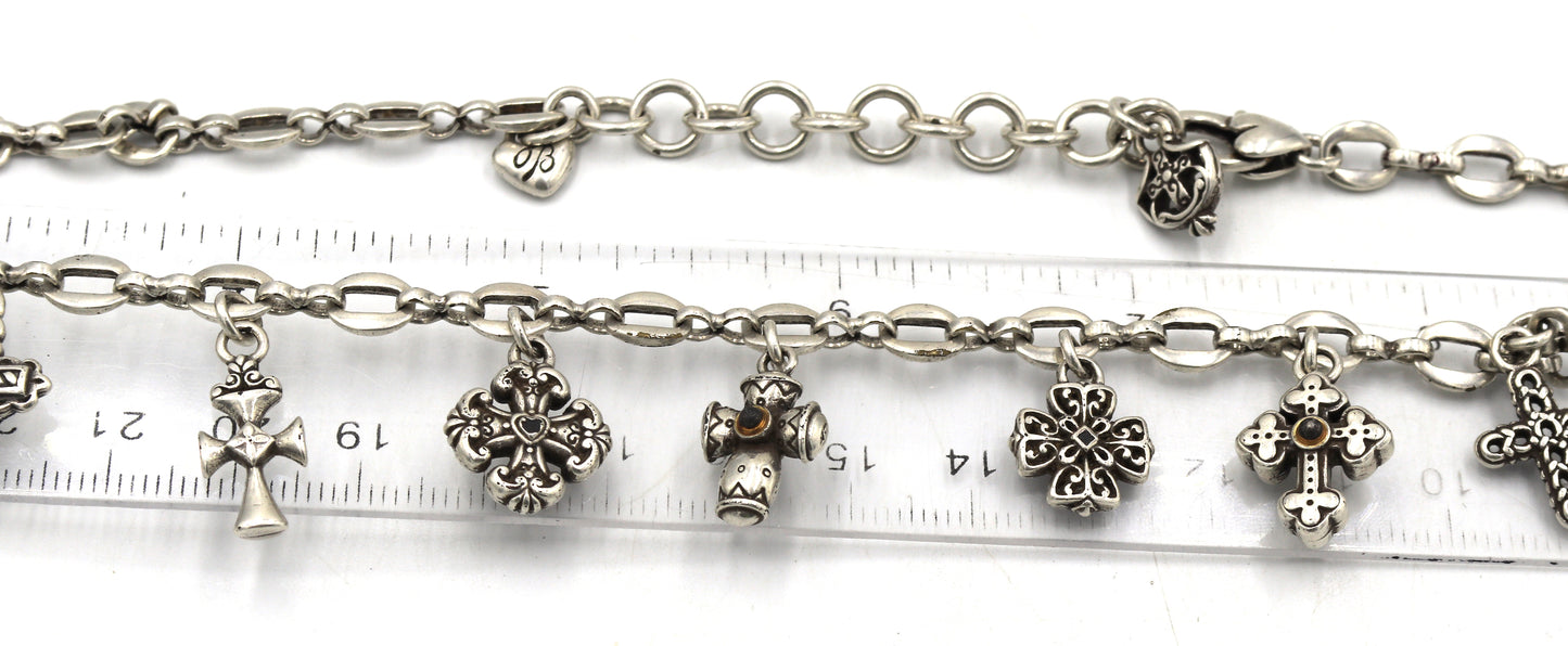 Vintage 925 sterling silver necklace with religious charms