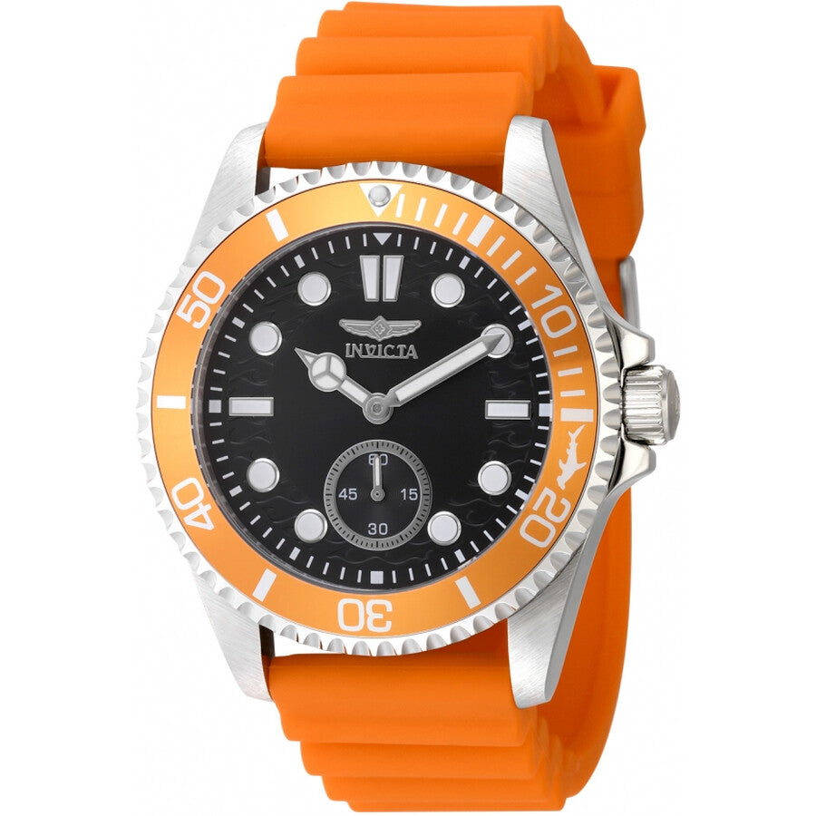 Invicta Pro Diver Quartz Black Dial Men's Watch – Stainless Steel Case, Orange Silicone Strap