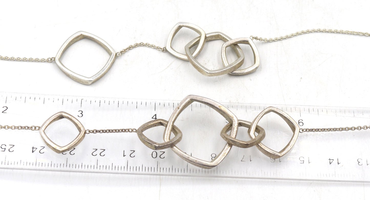 Vintage 925 sterling silver square link necklace