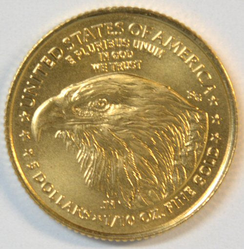 2010 American Gold Eagle $5 Gold Coin 1/10 oz Fine Gold Brilliant Uncirculated (BU)