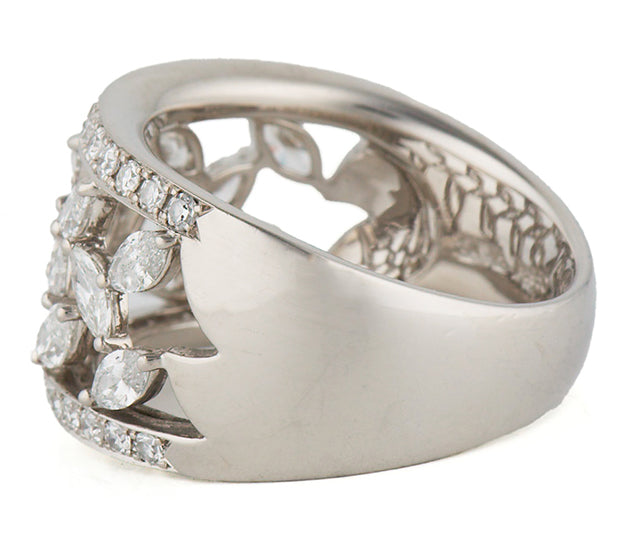 SUWA 1.25ctw Marquise and Round Diamond Wide Band Ring in Platinum