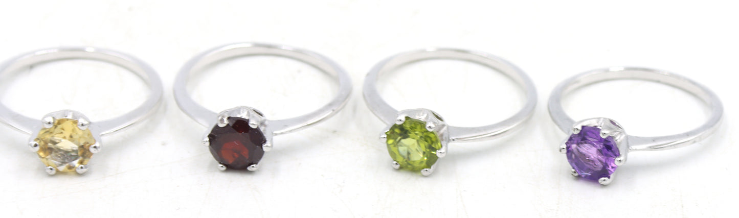 Group lot of 5 sterling silver multi color rings