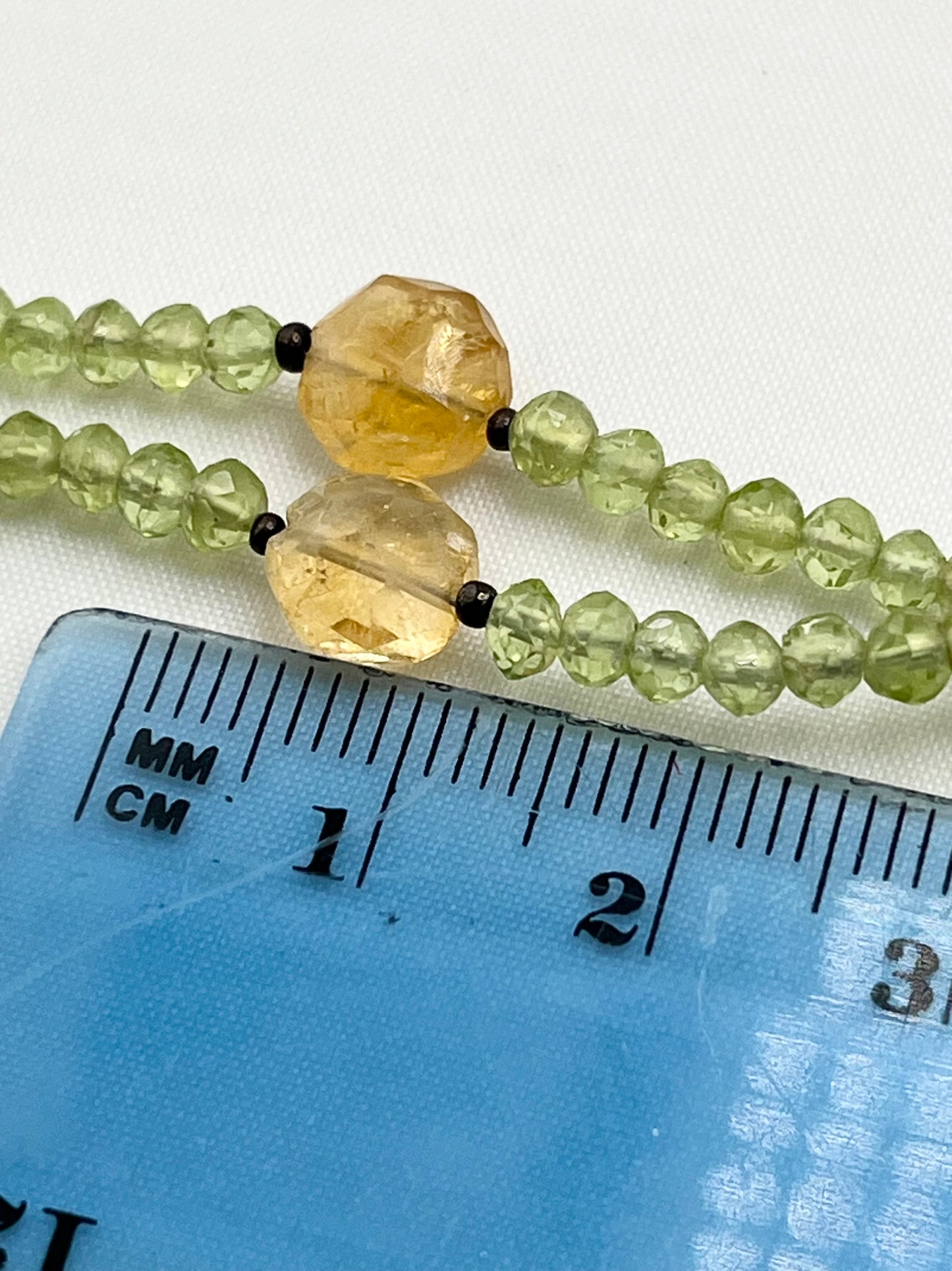 925 Sterling Silver Double Strand Peridot Beads Necklace