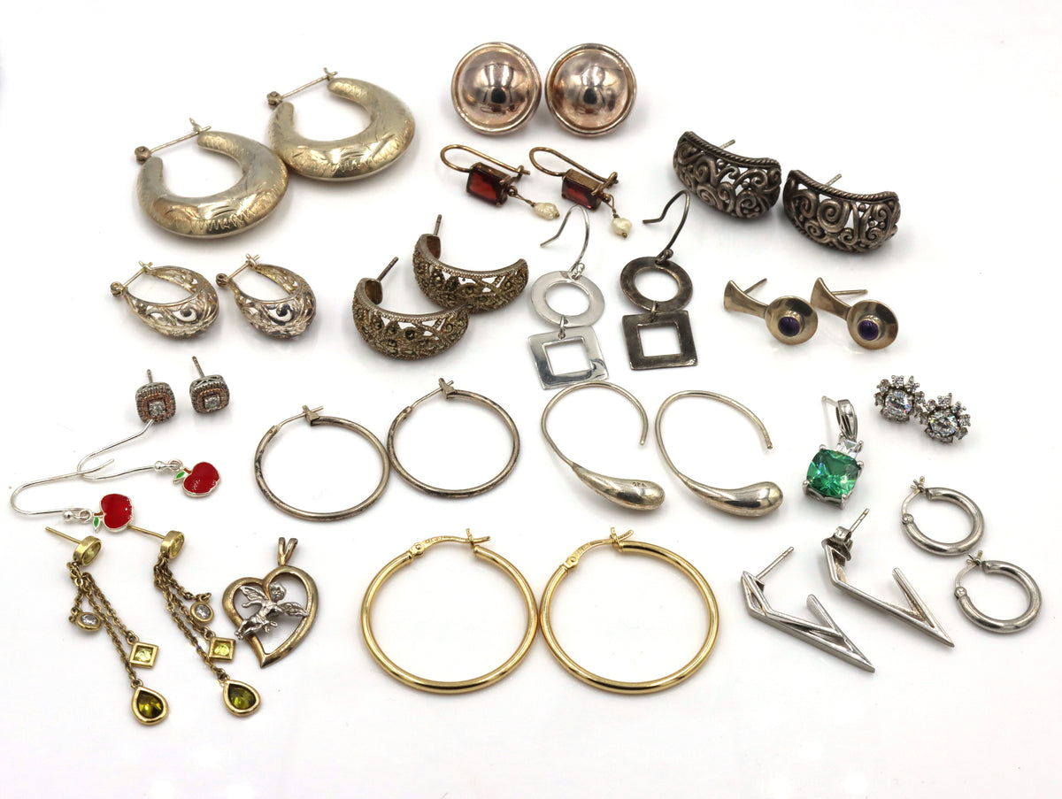 Group lot of Vintage 925 sterling silver earrings