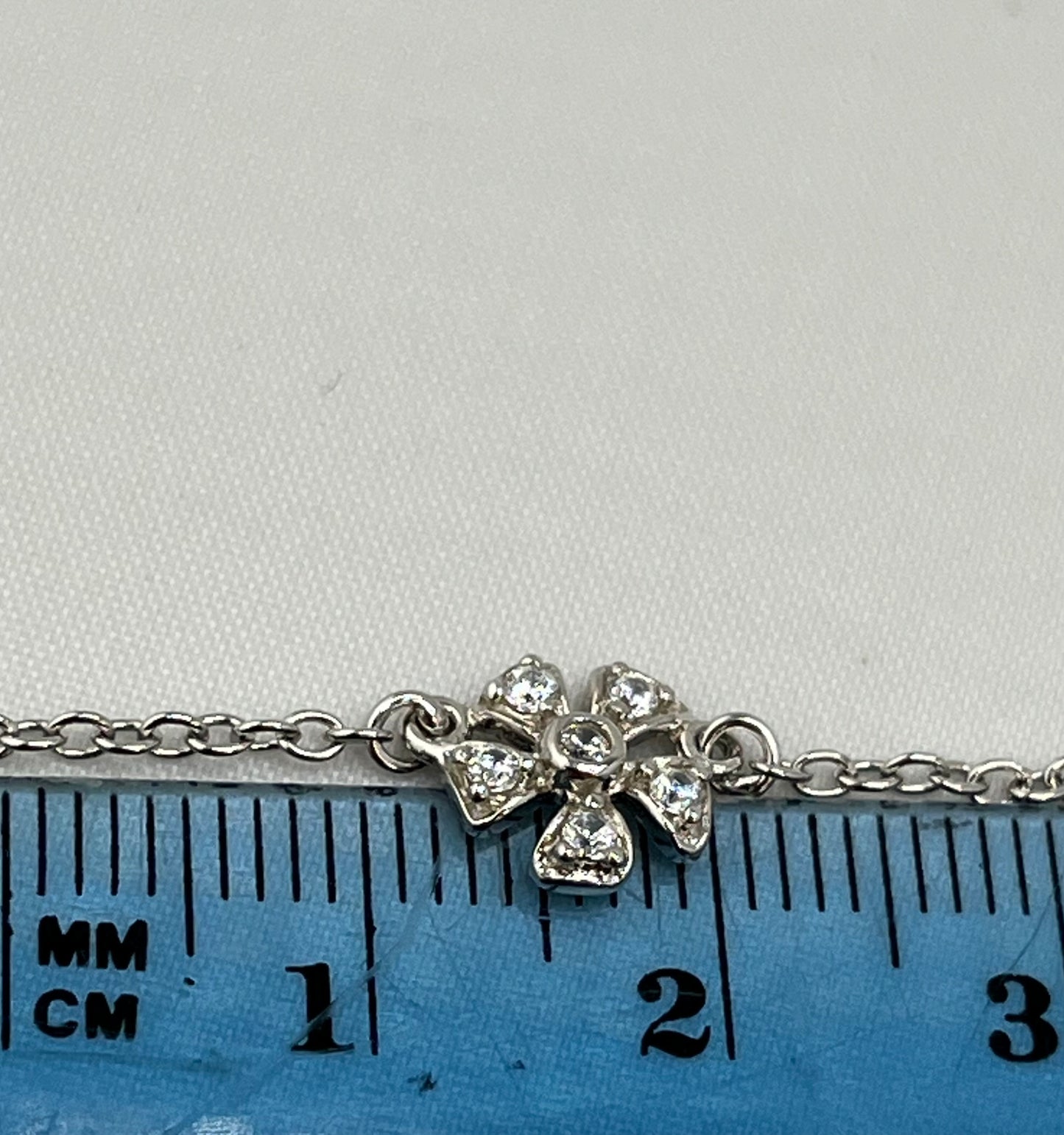 925 Sterling Silver Gardenia Flower Long Necklace with CZ Details