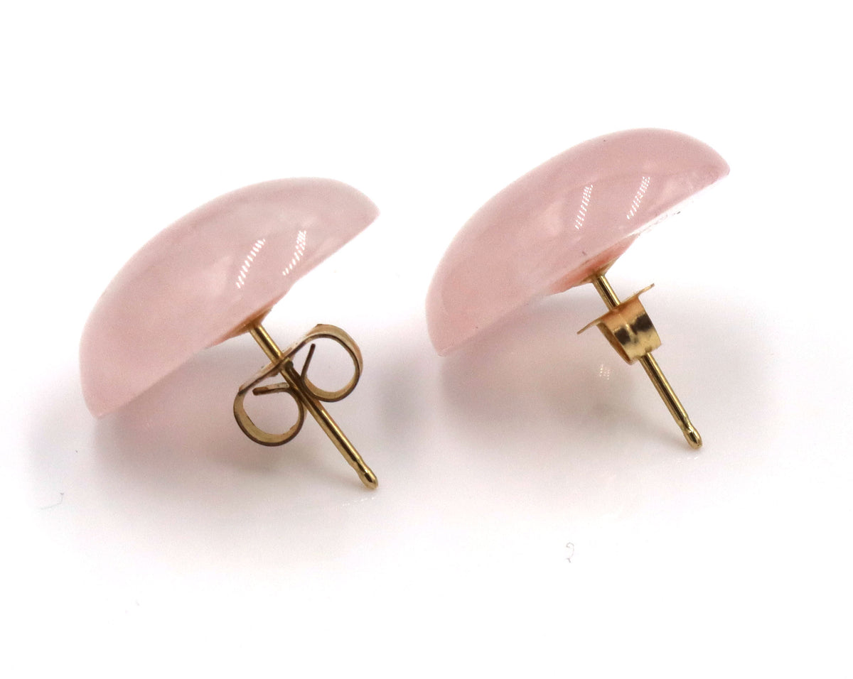 Set of 14kt yellow gold Jade stud earrings and pendant