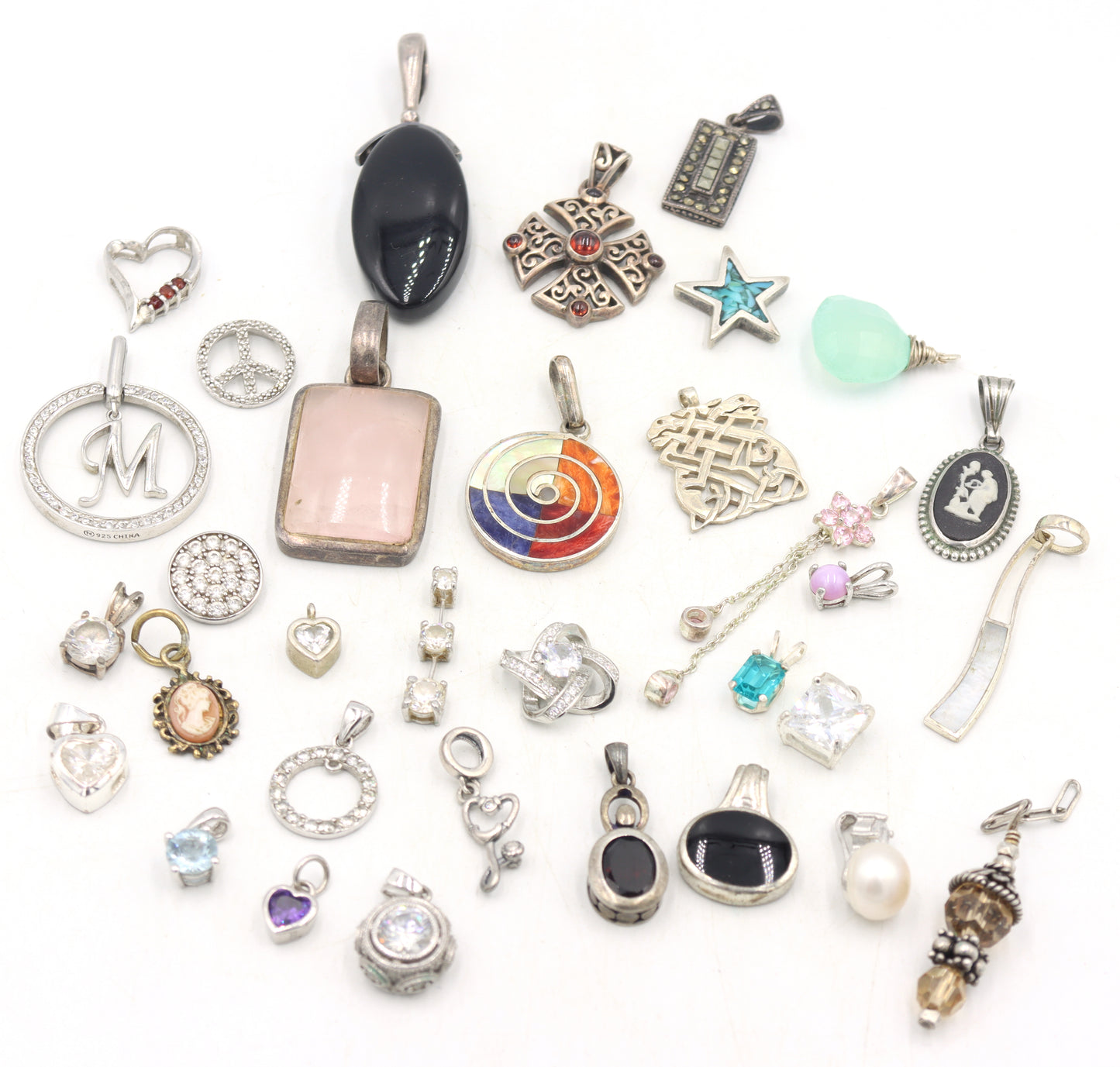 Group lot of Vintage 925 sterling silver pendants