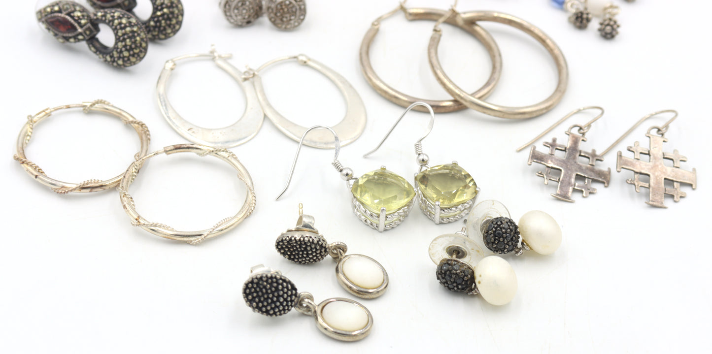 Group lot of Vintage 925 sterling silver earrings