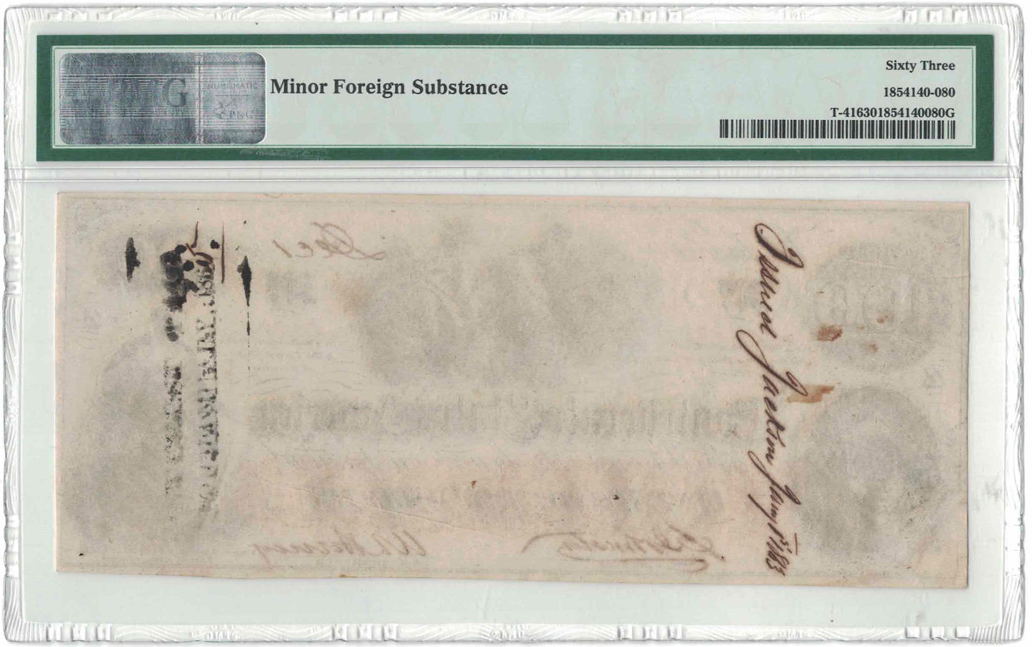 1862-63 $100 Confederate States of America T-41 | PMG 63 Choice Uncirculated | S/N 80882 | Civil War