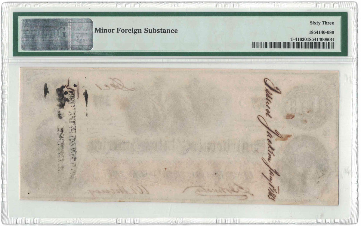 1862-63 $100 Confederate States of America T-41 | PMG 63 Choice Uncirculated | S/N 80882 | Civil War