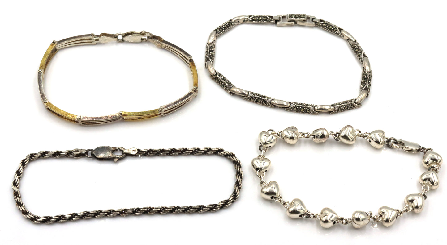 Group lot of Vintage 925 sterling silver 4 bracelets