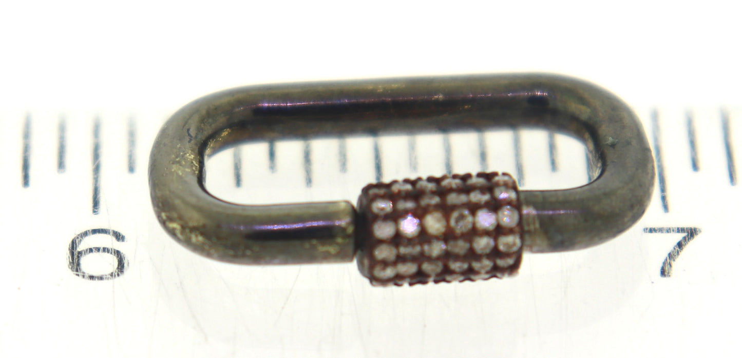Edgy Oxidized Sterling Silver & Rose Diamond Clasp