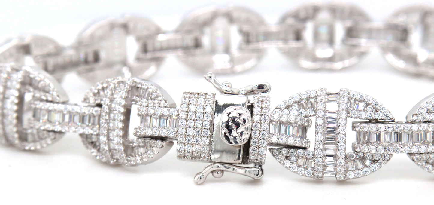 925 Sterling silver CZ link bracelet
