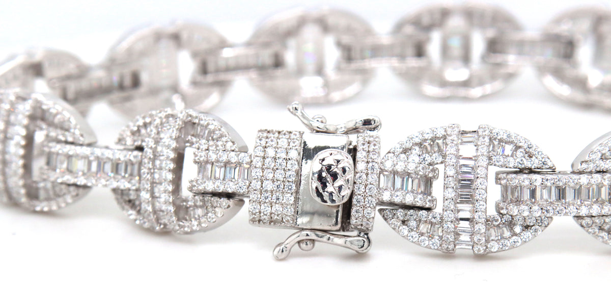 925 Sterling silver CZ link bracelet