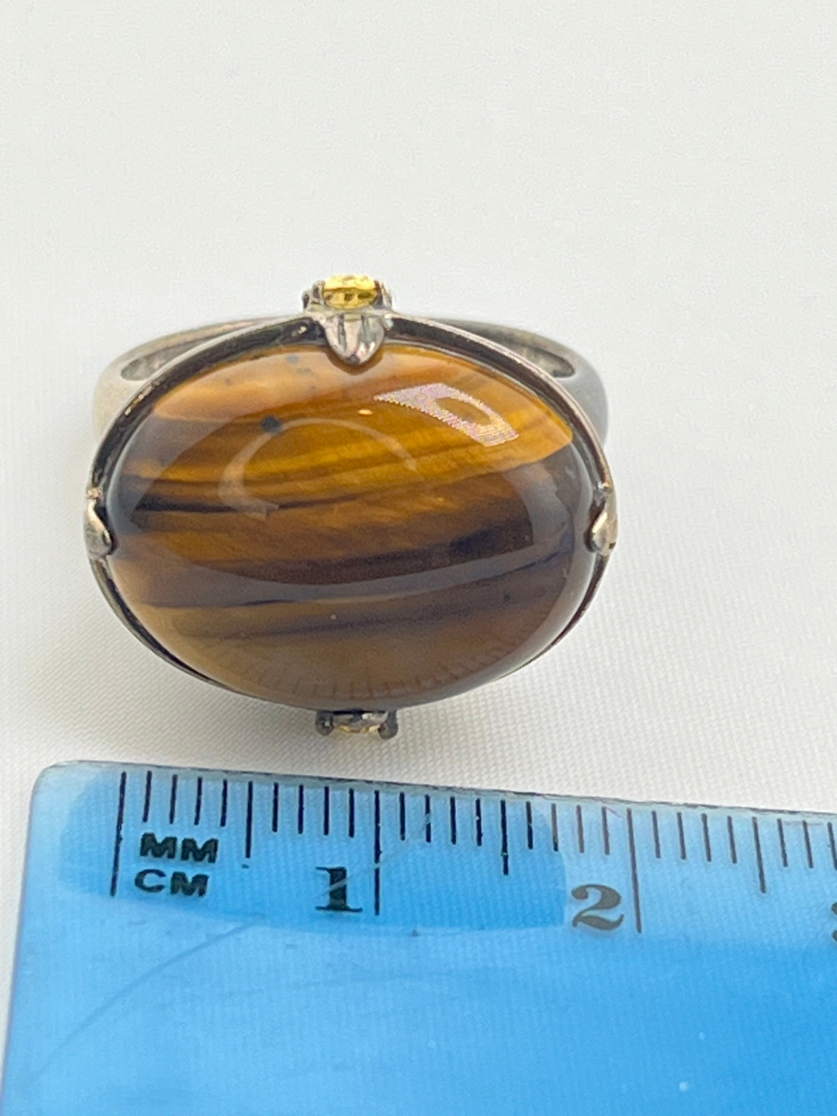 925 Sterling Silver Oval Shape Tiger Eye Ring