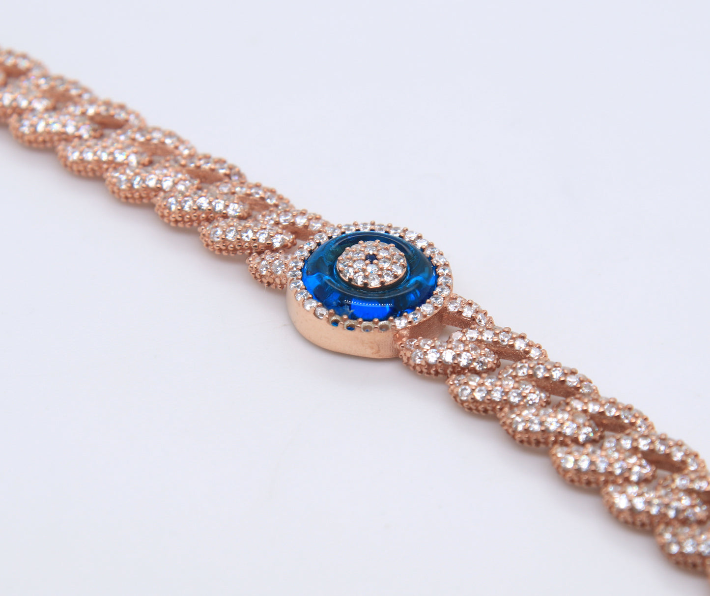 Sterling Silver Devil Eye Curb Link Bracelet
